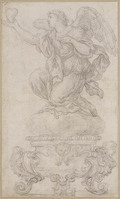 D 007
<br/>
Ontwerp voor reliekschrijn: geknielde engel
<br/>
<em>Ferri, Ciro (1633-1689)</em>